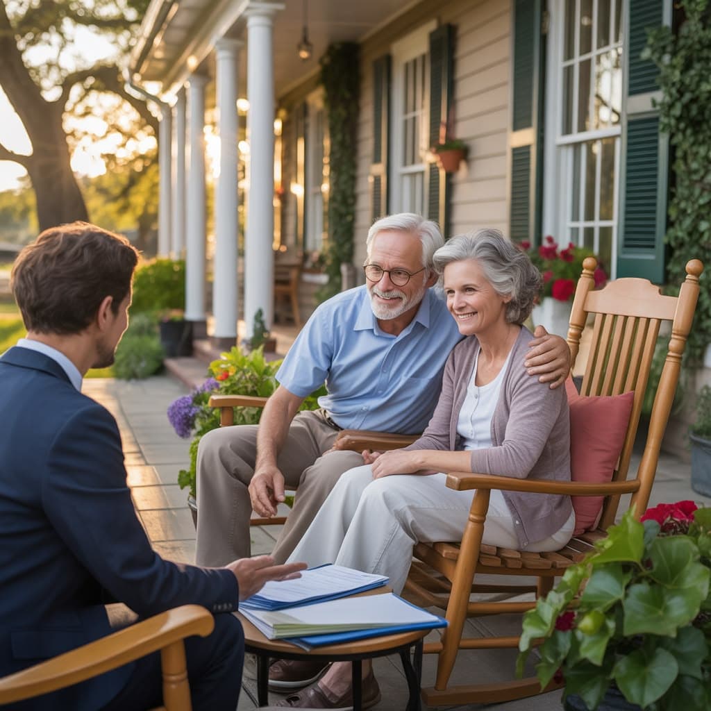 Adult child helping a parent review documents at home